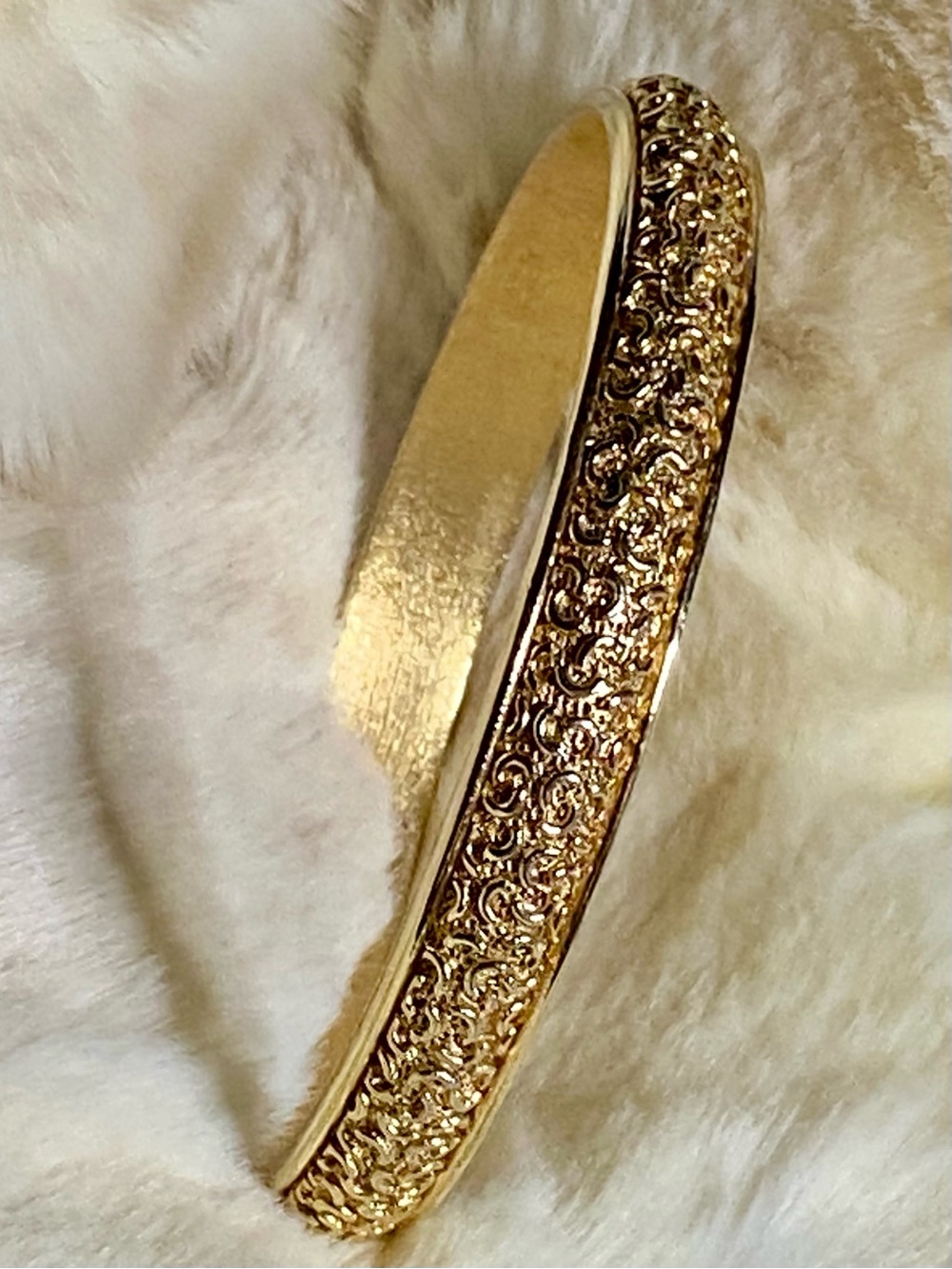 Trifari Gold Sculpted Filigree Cuff Bracelet